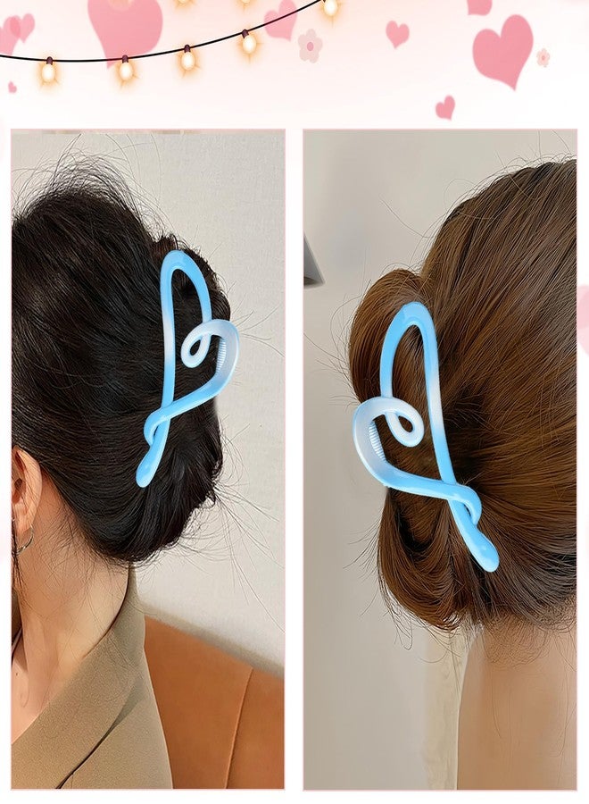 ايوبوك مشابك شعر هاواي للنساء، مشبك شعر أزرق متدرج أنيق، مشابك شعر فريدة من نوعها، مشابك شعر فرنسية، مشابك شعر على شكل قلب مانعة للانزلاق، دبابيس شعر كبيرة للشعر الكثيف، إكسسوارات شعر ربيعية، قطعة واحدة - Image 4